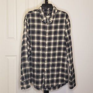 Uniqlo Men's Button Down Long Sleeve Flannel Grey Pattern XL